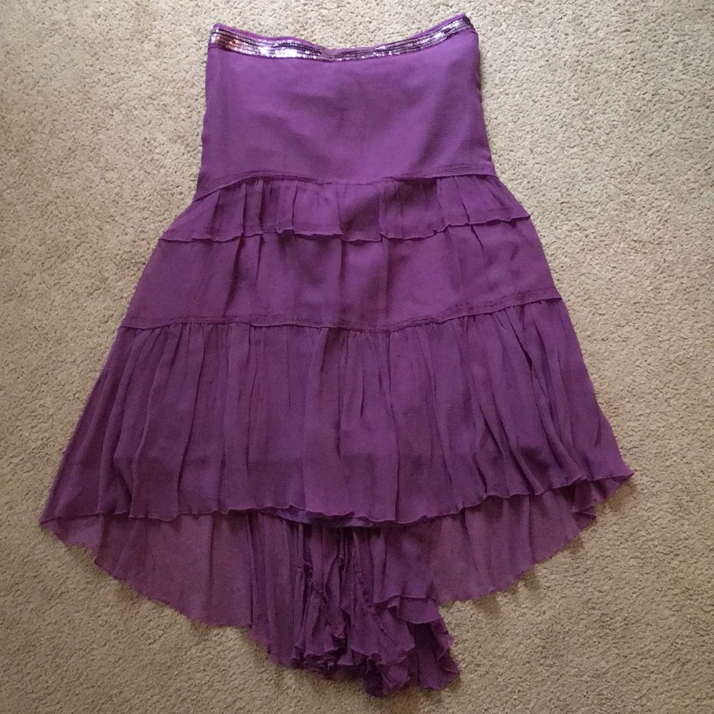 Carole Little Purple ruffle cascading silk skirt!